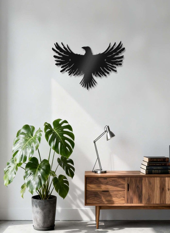Bnesi Metal Raven Decor Viking Wall Art Crow Gothic Wall Decor with Norse Mythology Metal Wall Sculpture Decoration Suitable for Living Room Bedroom Home Indoor Outdoor (Classic, Medium) - Image 2